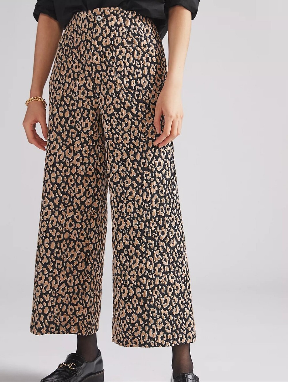Anthropologie Maeve Leopard Brocade Pants 18W Wide Leg Crop